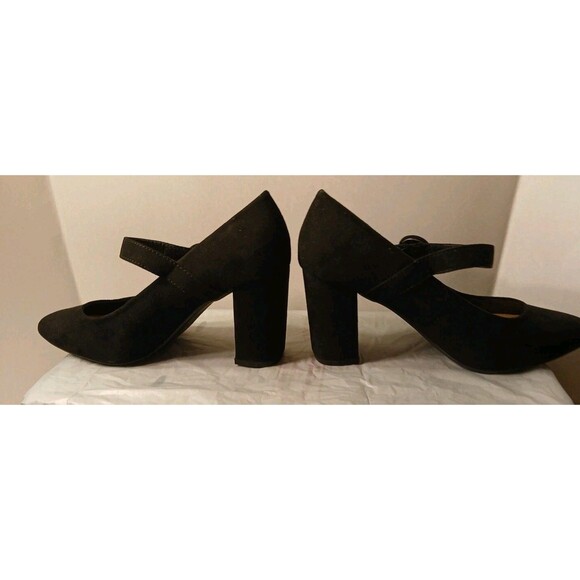 Comfort Est.1946 Womens Black Faux Suede Mary Jane Pumps Size 8 Chunky Heel - Picture 3 of 16